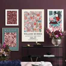 跨境亨利马蒂斯毕加索线条花卉抽象装饰画客厅卧室沙发背景墙画芯