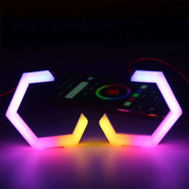 Популярные Bluetooth RGB фантастические шестиугольные ангельские глазки для авто, универсальные, модифицированные, диаметр W70 80 86 90 мм