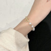 Asymmetrical bracelet from pearl, brand fashionable jewelry, Japanese and Korean, simple and elegant design, internet celebrity