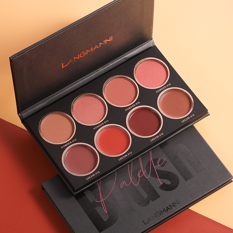 Langmanni Eight-color matte Blush High Disc brightens skin tone Natural Blush Plate Blush Cream undefined