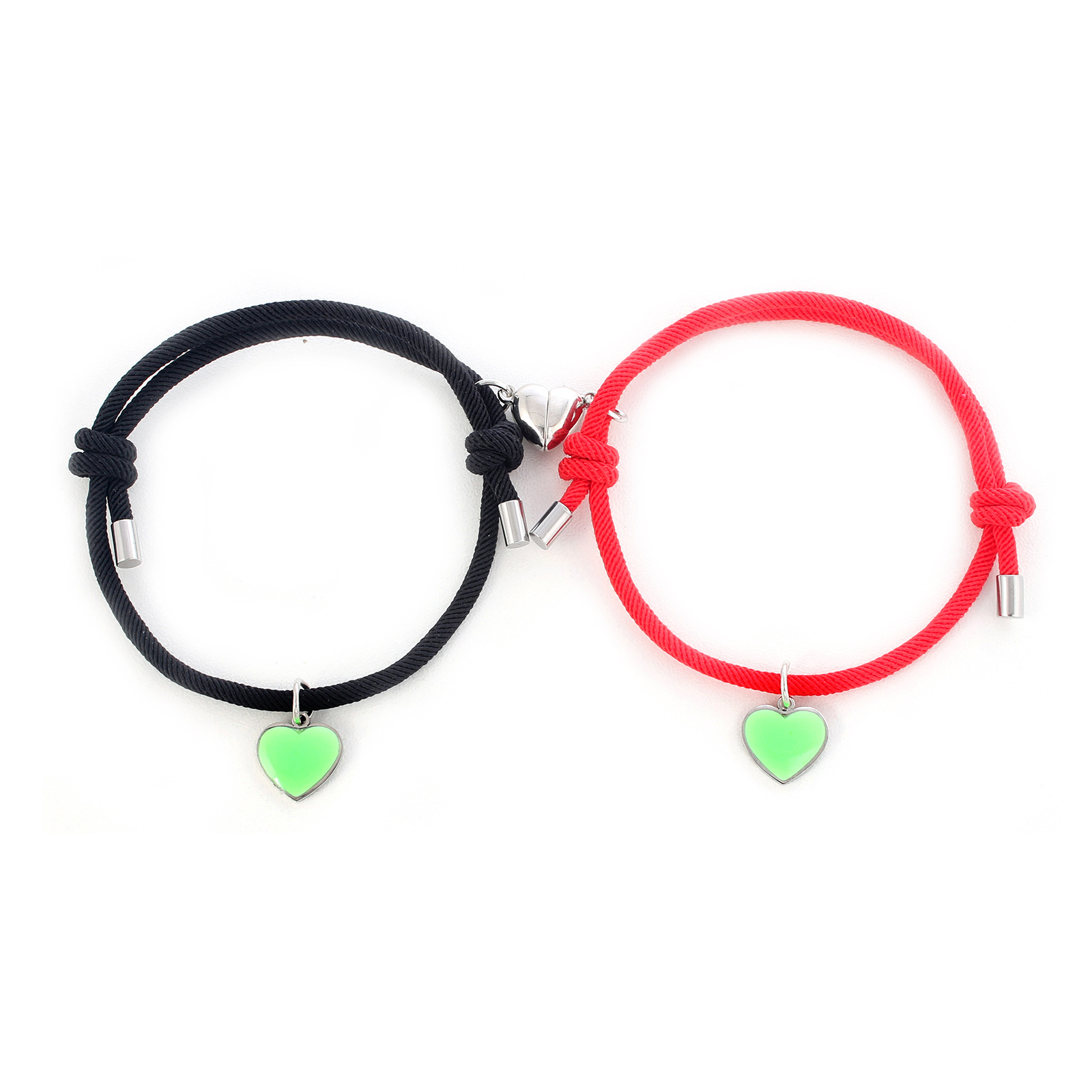 Fashion Heart Shape Alloy Mixed materials Handmade Unisex Bracelets 1 Pair