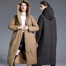 欧美2025新款90白鸭绒加长款加厚过膝茧型大码羽绒服女款高端女