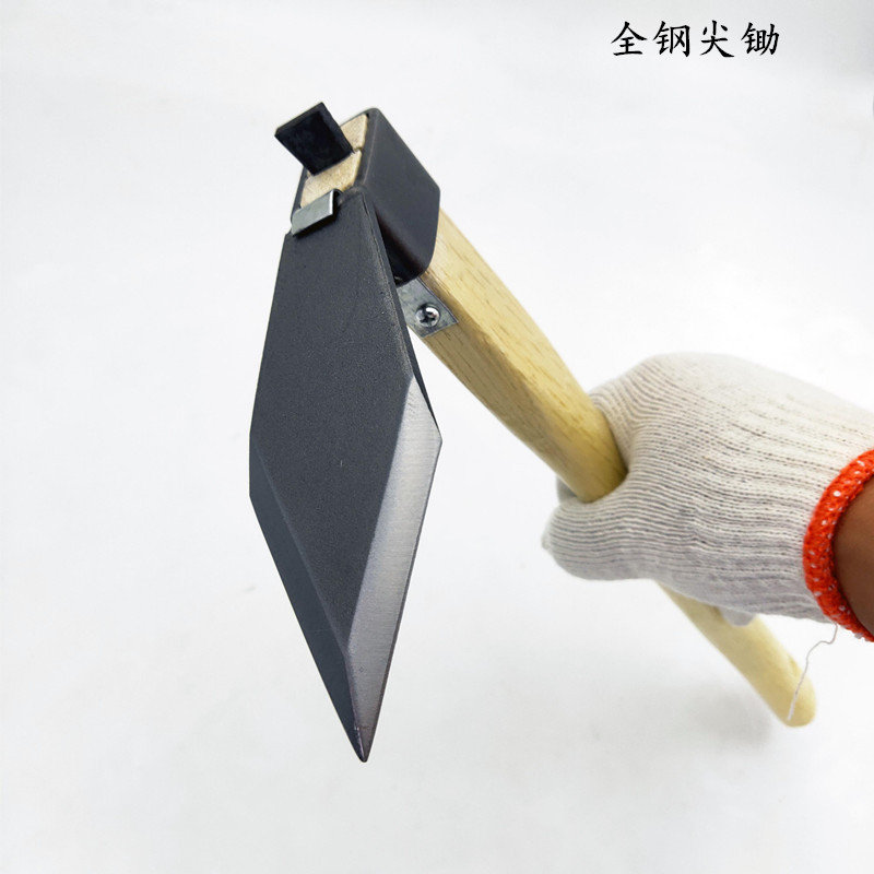 友川工具全钢木柄三角尖锄农用园艺小型花锄片手铁锹激光打标LOGO