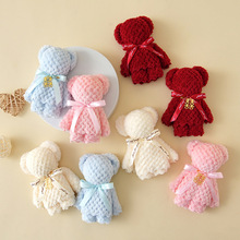 菠萝格毛巾小熊造型结婚喜字伴手礼喜铺满月周岁回礼创意礼品方巾