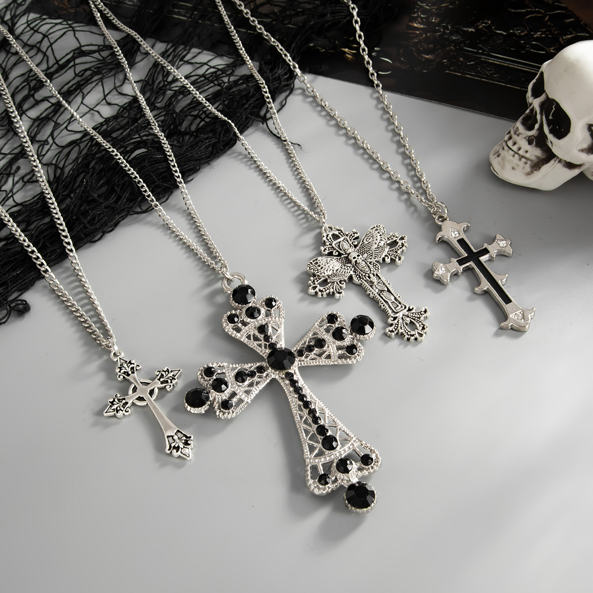 54g Weight Iron Pendant Material Layered Necklaces Classification Iron Chain Material 1 Piece Quantity Weekend Occasion Iron, Zinc alloy Material Cross Pattern Women's Gender Simple Style, Classic Style Style Dark Punk Cross Pendant Necklace Set For Women Exaggerated Stacking Cool Sweet Clavicle Chain Jewelry Geometric Pattern Alloy Zinc 4