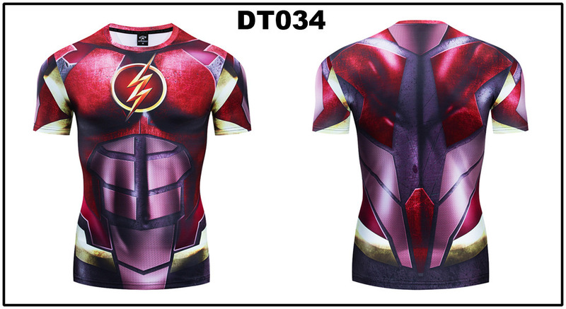 貿易アマゾンメンズアベンジャーズマーベルDC同服スポーツフィットネスストレッチ半袖Tシャツ|undefined