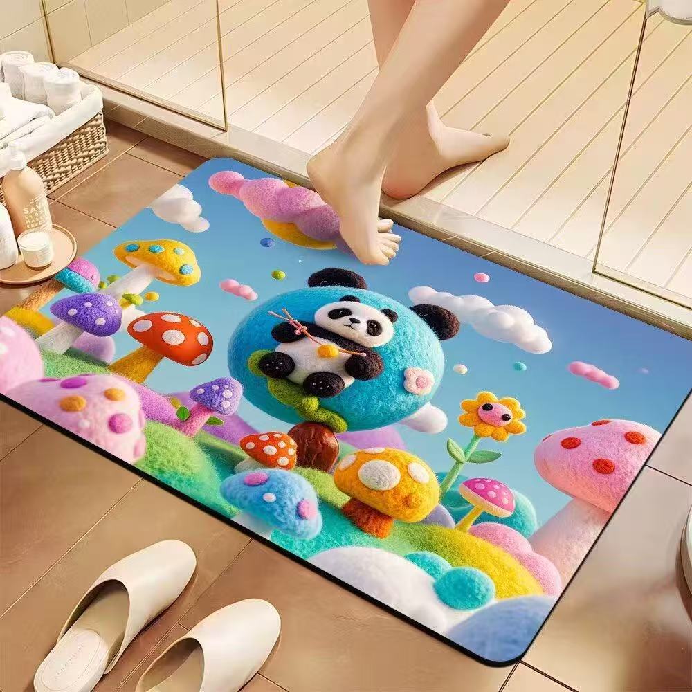 3D estereoscópico alfombra de suelo de baño inodoro puerta de absorción de agua alga de barro esterilla antideslizante inodoro doméstico puerta de entrada esterilla
