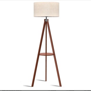 Floor Lamp Next to Sofa in Living Room Solid Wood American Style Retro Bedroom Bedside Table Storage Rack Integrated Table Lamp Floor Lamp