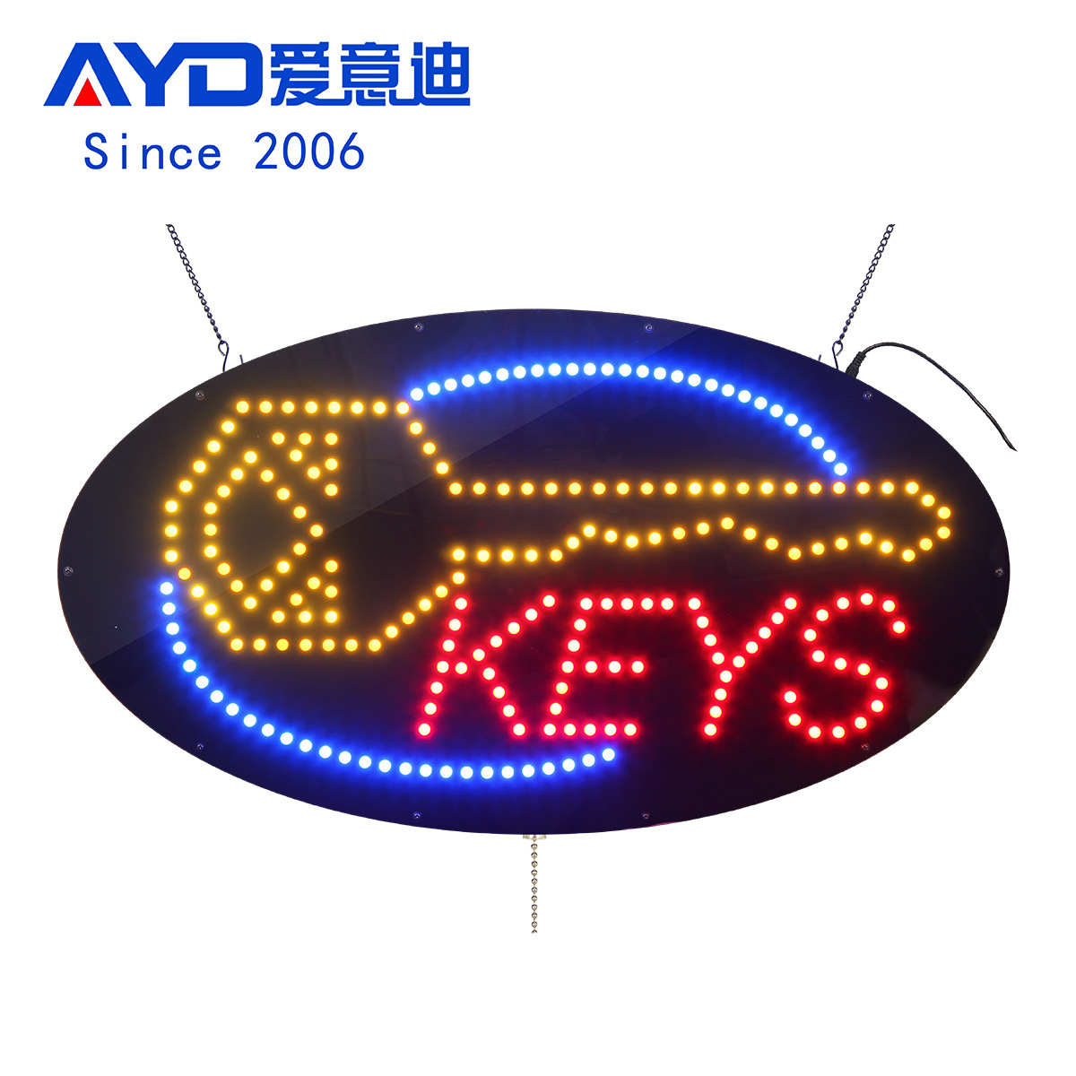跨境创意灯牌标识厂家 38*68.5CM 钥匙门店招牌  LED KEYS SIGN
