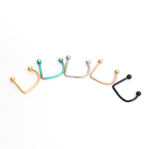 Cross-border supply European and American stainless steel U-shaped lip nails and lip rings, round-headed versatile titanium steel lip ornaments without holes, jewelry wholesale