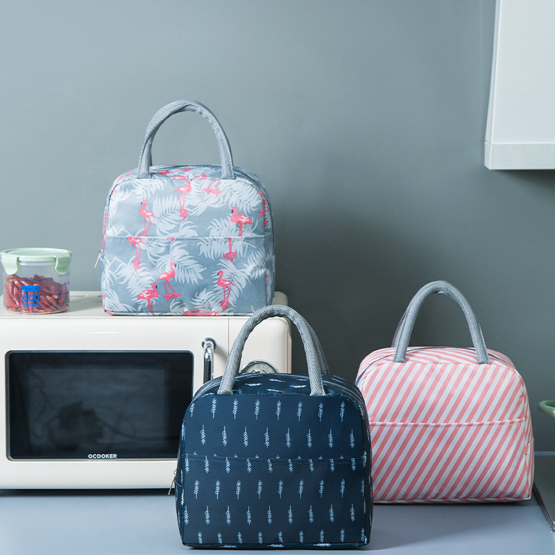 180g Weight Japanese Style Thermal Insulation Lunch Box Bag Portable Foldable Simple Style Stripe Oxford Cloth 1 Piece