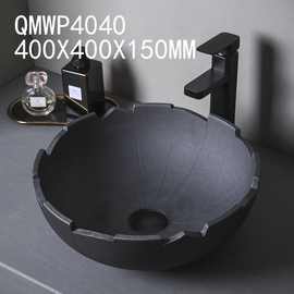 黑色台上盆艺术盆工业风陶瓷洗手盆家用洗漱盆阳台水池盘创意盆