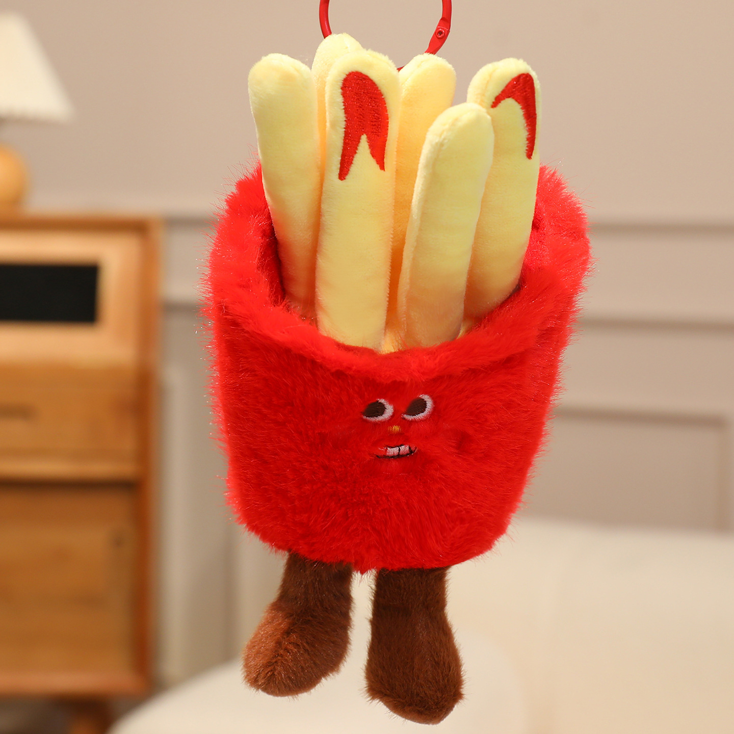 Hermosas hamburguesas fritas colgantes juguetes de peluche piernas de pollo muñecas sushi croissants bolsos colgantes llaveros