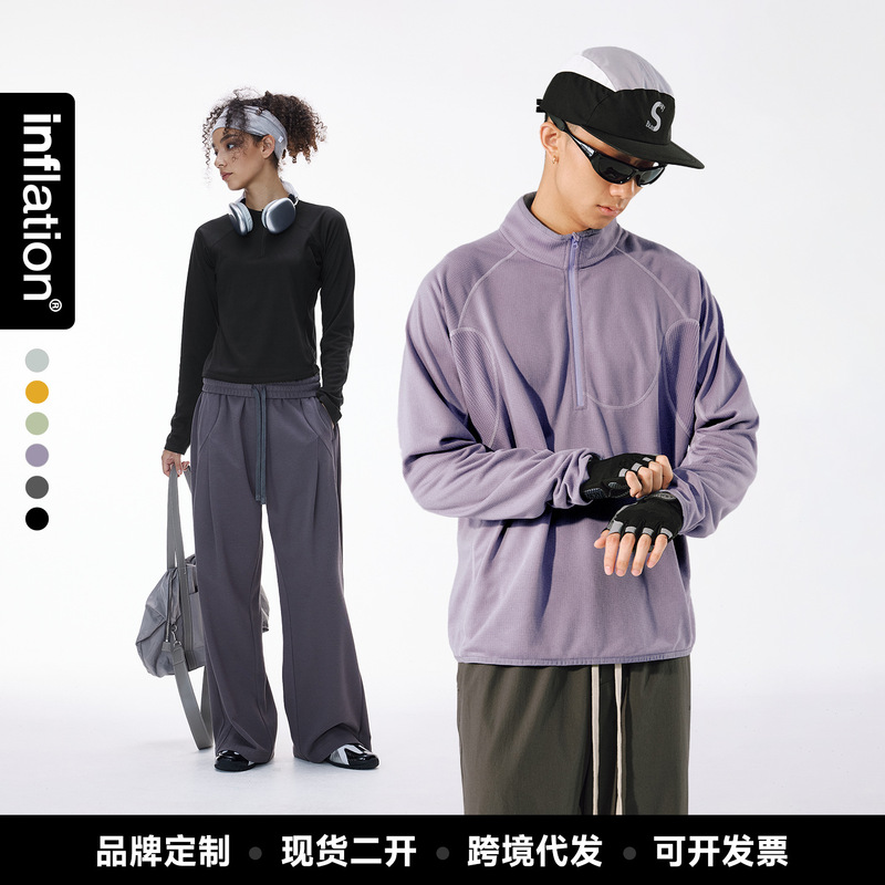 Jie Zhan Men's Clothing | Square Velvet Half-Zip Sweatshirt 26 Spring New Product Outdoor Commuting Lightweight Breathable Warm Long-Sleeved Sweatshirt