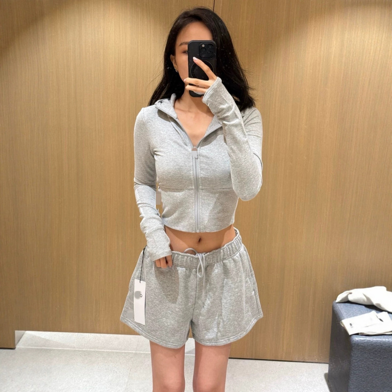 In-stock cross-border AL letter logo terry cotton casual shorts for women, 26 new product, running loose slimming three-quarter pants In-stock cross-border AL letter logo terry cotton casual shorts for women, 26 new product, running loose slimming three-quarter pants
