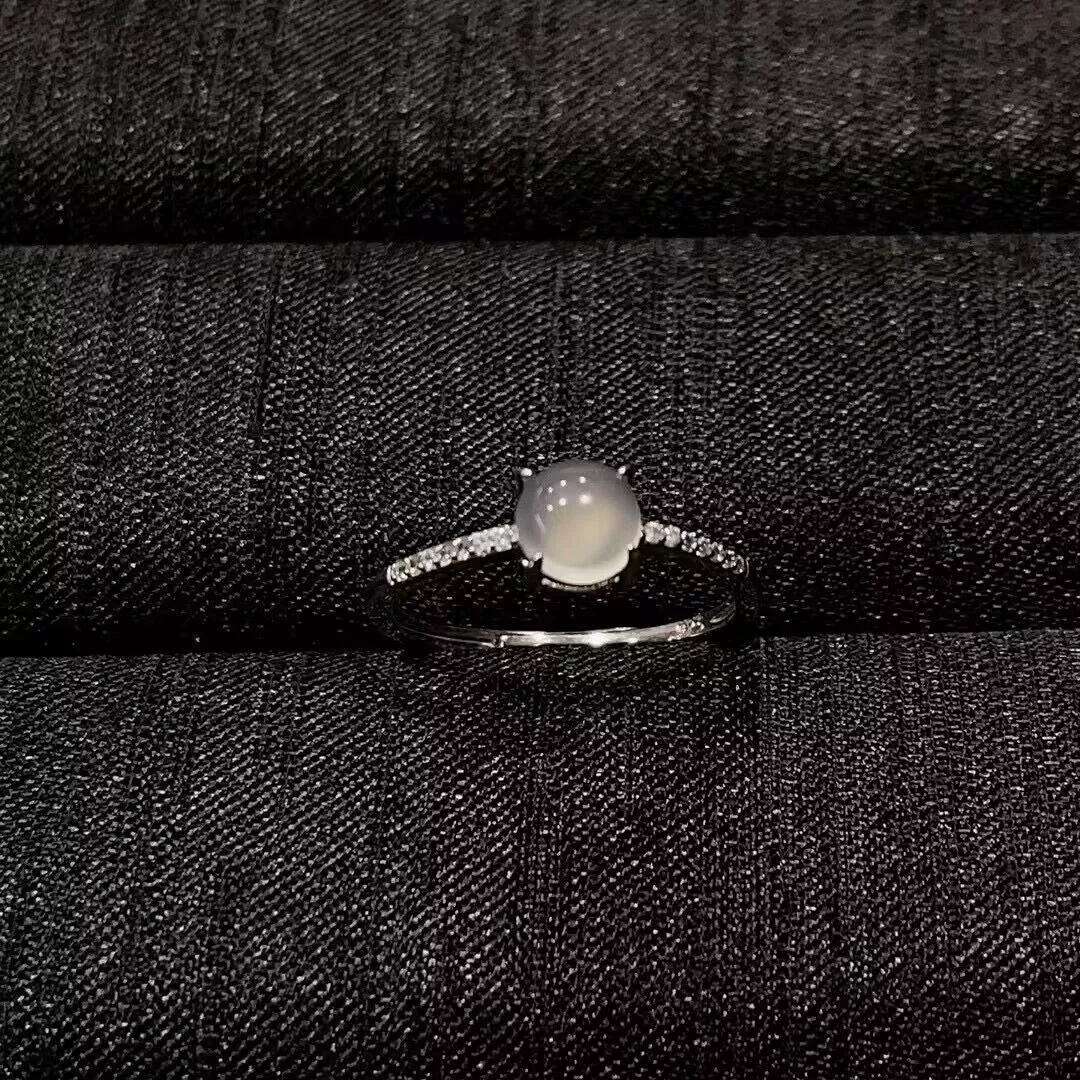 Женское кольцо с высоким ледяным серебряным покрытием и инкрустацией белым халцедоном, изысканное женское кольцо с агатом и нефритом, ювелирное изделие, подарок, прямая трансляция