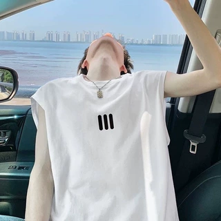 夏季衣服男士背心潮牌潮流运动坎肩宽松无袖百搭T恤打底篮球运动