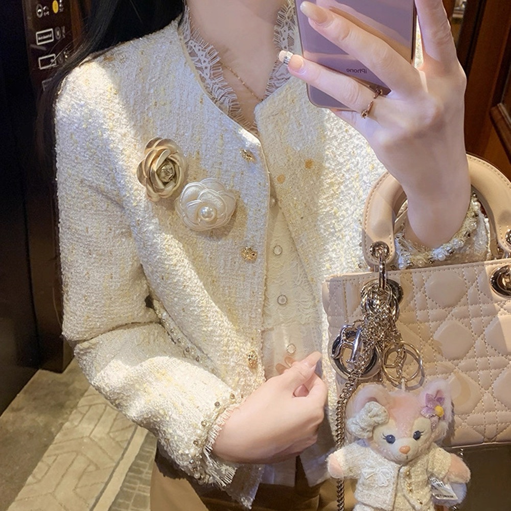 High-End Small Fragrance Style Jacket for Women, Short Tweed Woven 2025 Autumn and Winter New Versatile Socialite Jacket