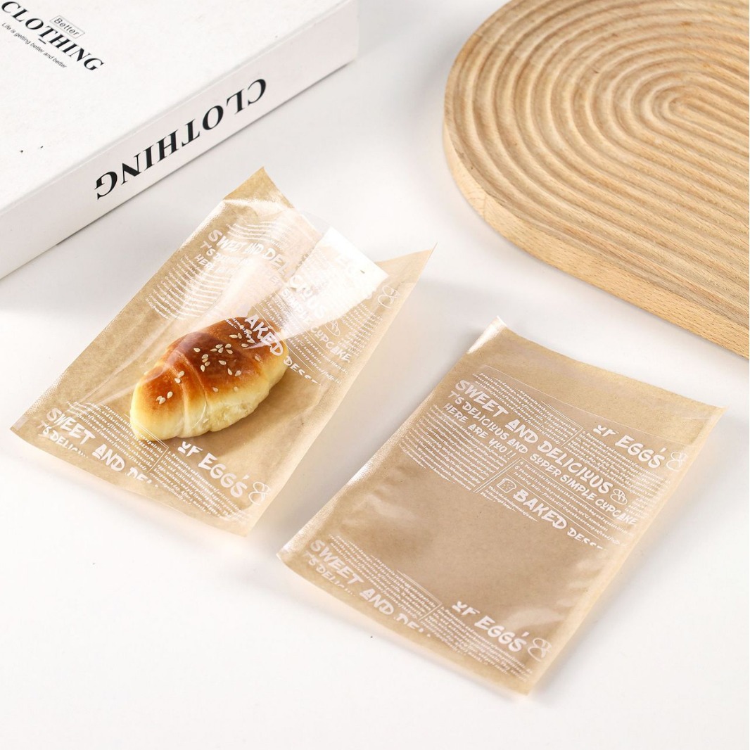 一次性防油纸袋烘焙西点食品防水淋膜纸袋手抓饼小吃甜甜圈打包袋