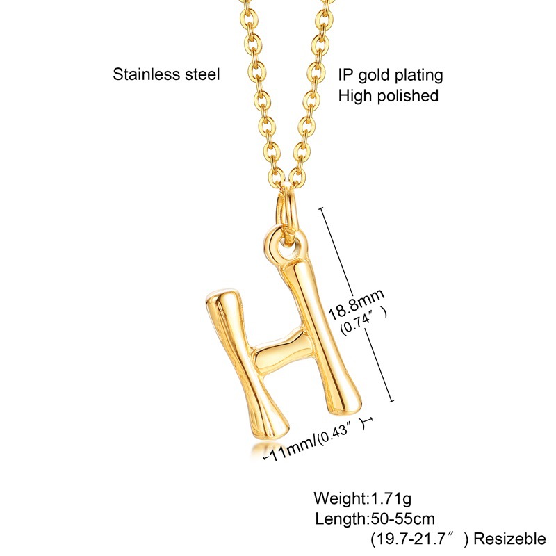 Fashion Letter Titanium Steel Polishing Plating Gold Plated Pendant Necklace display picture 8