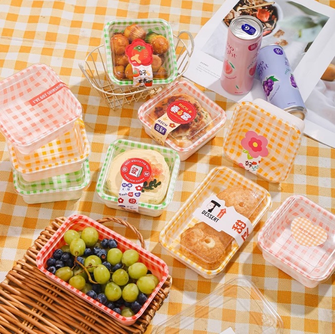 Caja de pastel mousse, caja cuadrada de tiramisu, embalaje transparente, dulces, caja de embalaje, pícnic, horneado.