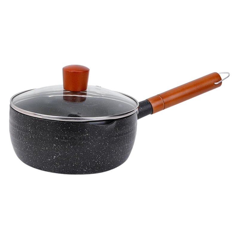 Olla de nieve antiadherente de piedra médica al por mayor con tapa de fondo plano de acero inoxidable japonés suplemento alimenticio para bebés olla de leche con cocina de vapor