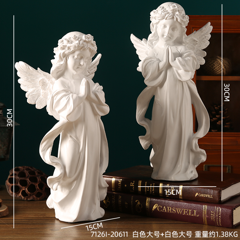 Ángel retro europeo adornos estatuas de yeso de resina americana escultura accesorios de decoración de escritorio de chicas