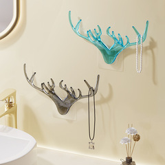 Hayan cartoon antler wall hook, multi-functional bathroom hook, invisible, no drilling, transparent adhesive hook