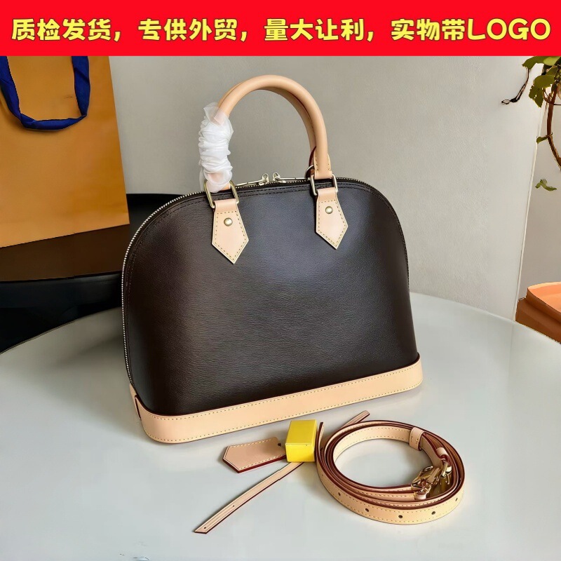 2025 New Model Alma Large Monogram Shell Bag Genuine Leather Shoulder Bag for Women Takashi Murakami Bb Handbag Large Capacity