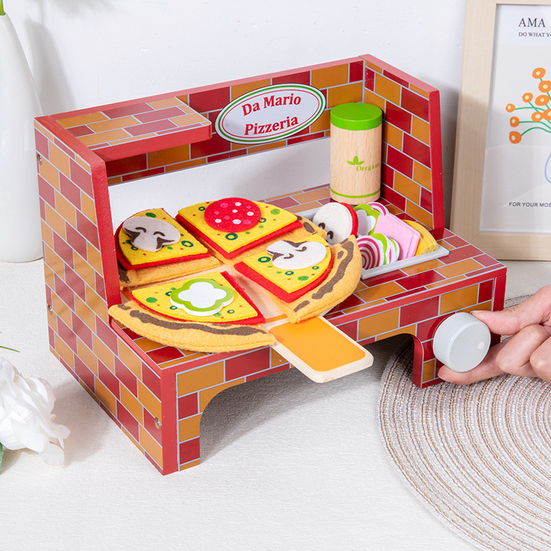 Juguetes caseros de madera de imitación para niños mini cocina juego de pizza regalos de cumpleaños utensilios de cocina