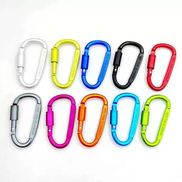 Direct from the manufacturer: No. 8 side-flat aluminum alloy carabiner with lock key, quick-release backpack buckle, available in multiple colors