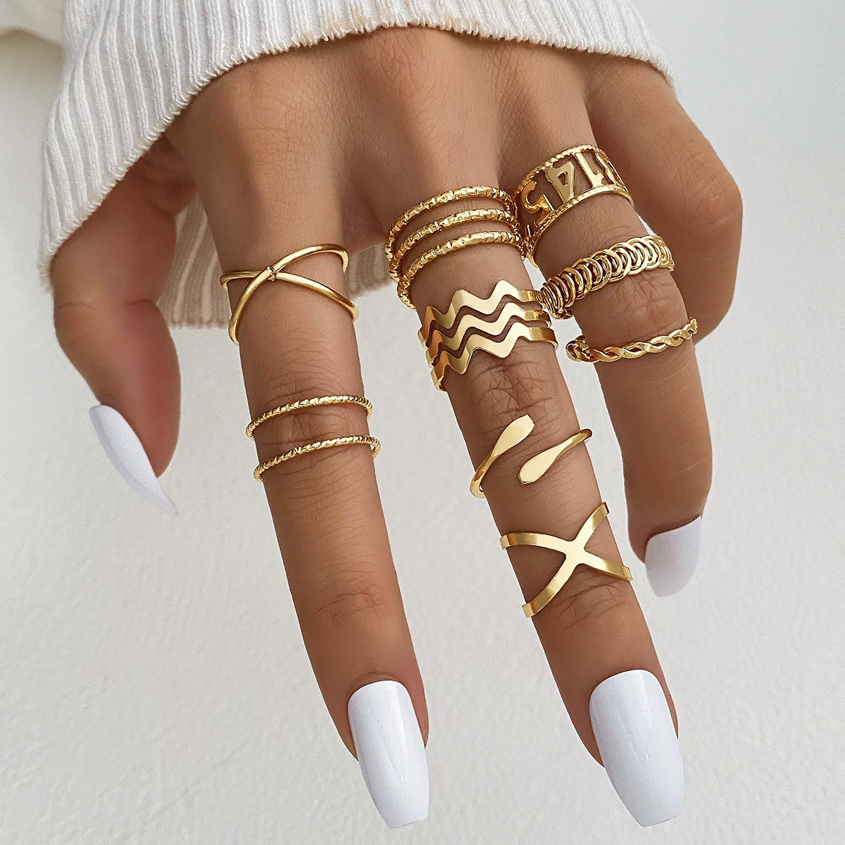 (Cross-border trading), multi-joint ring, set pearl solar-powered, 23 pieces