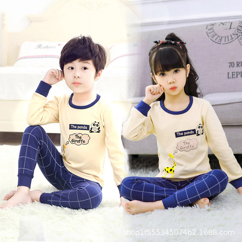 Ropa de otoño para niños nuevos pantalones largos traje de algodón puro niños medianos y grandes niños niñas bebé moda ropa para niños ropa interior a juego 4