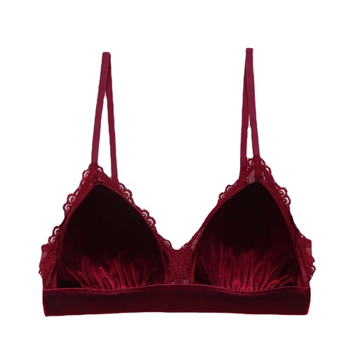 Velvet bra is soft and comfortable for girls with small breasts and deep V push-up bra. European and American sexy no-wire set