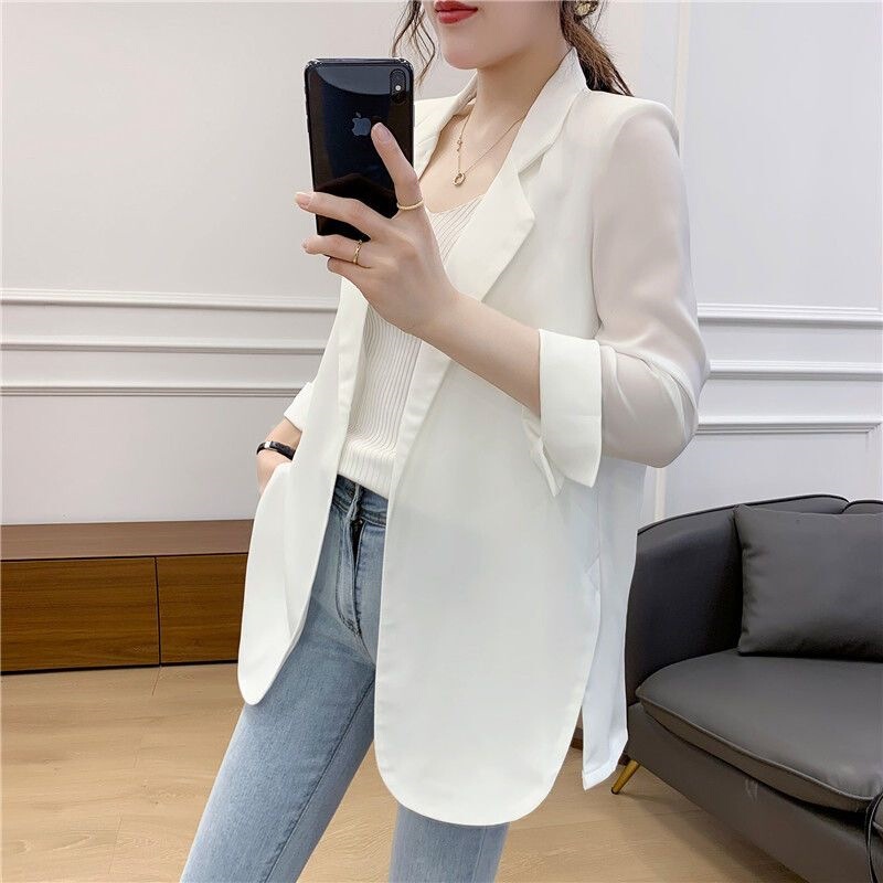 Plus Size 150kg Chiffon Blazer for Women, Thin Summer Style, Drapey Suit Jacket for Plus-Size Women, Sun Protection Air Conditioning Shirt Top 2