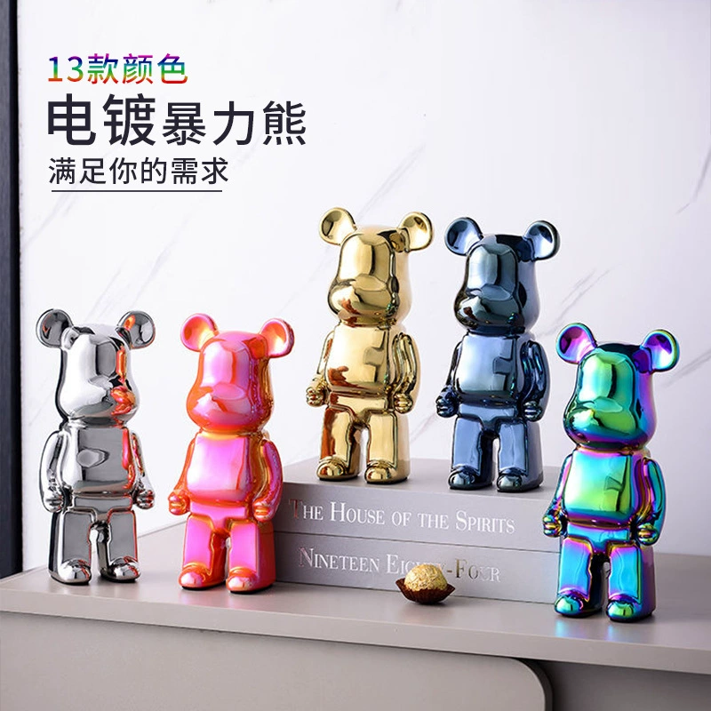 Электролитически покрытая фигурка агрессивного медведя для гостиной, модный скандинавский стиль, элитный декор для прямых трансляций, украшение для большой тумбы под телевизор