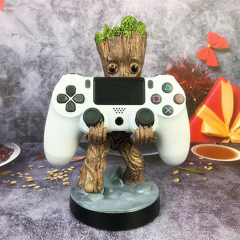 Shuren juego de consola de soporte de almacenamiento de soporte de dibujos animados creativo hecho a mano adornos de rack de almacenamiento de teléfono móvil