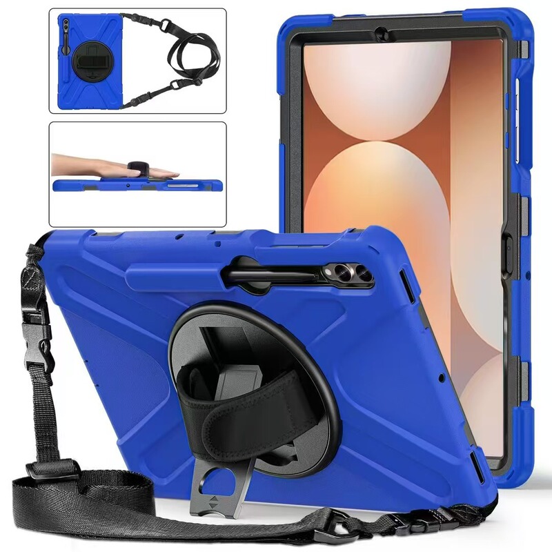 Suitable for Samsung S10Lite Tablet Protective Case with Pen Holder, S9Fe+ Rotating Stand, Hand Strap, Children's Anti-Drop Case