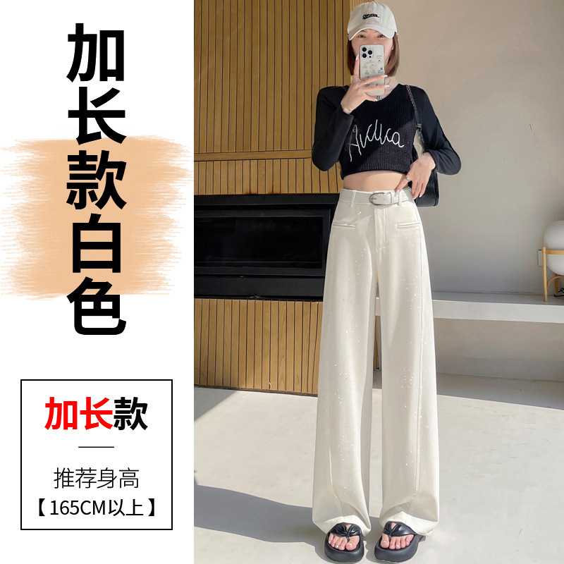 实拍现货2025秋季新款亮片弯刀西装裤高腰直筒窄版阔腿休闲裤女|undefined