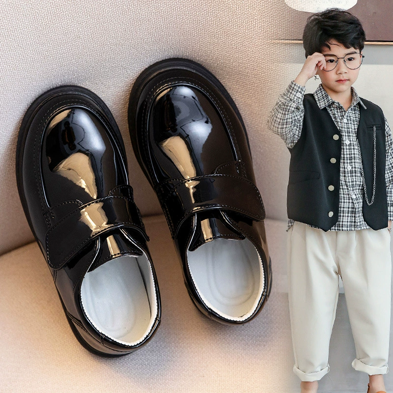 Детские кожаные туфли весна-осень для мальчиков, натуральная кожа, черные, британский стиль, детские туфли для выступлений, туфли для девочек для выступлений