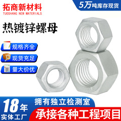 热镀锌螺母高强度8.8级浸锌六角螺帽建筑施工Q235光伏配件螺帽