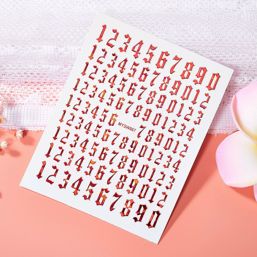 Внешняя торговля горячий цвет цифровые наклейки для ногтей флуоресцентные лазерные золотые и серебряные специальные украшения для ногтей 3D наклейки для ногтей