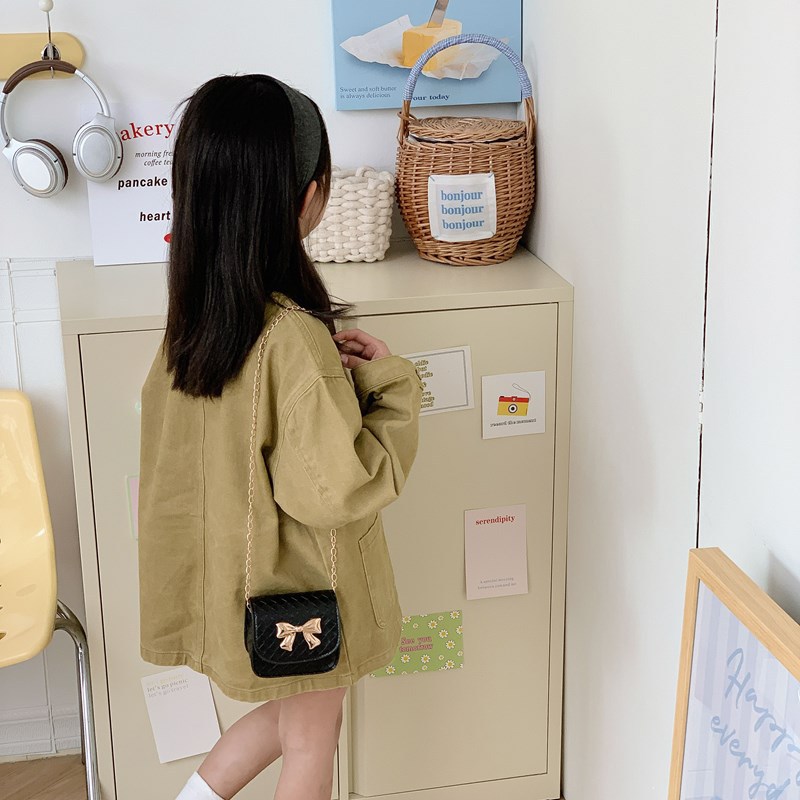 Exquisita y compacta bolsa de hombro para niños y niñas adorable arco bolso de cadena para bebés de diamond estilo extranjero bolso de cambio para niños