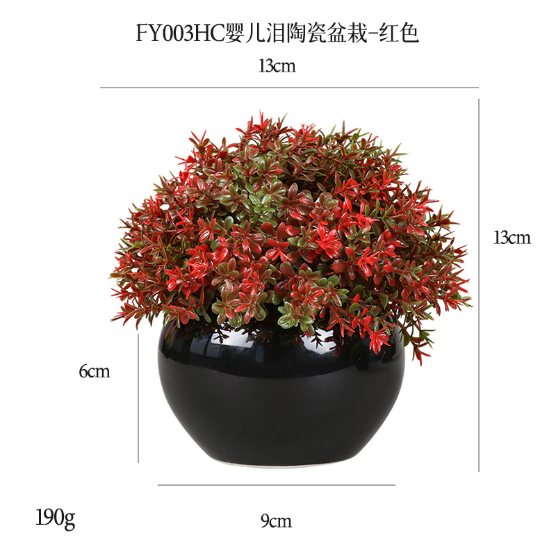 Planta Artificial de Bola Verde en Maceta de Cerámica y Plástico Decorativa para Escritorio