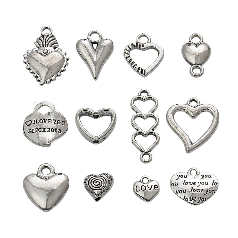 Оптовые DIY ретро аксессуары для украшений из цинкового сплава, различные подвески в форме сердца, популярные кросс-граничные товары A800744