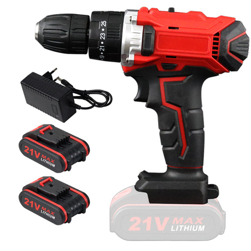 Multifunctional impact drill household 21V lithium electric hand drill for drilling holes, wall brush, rechargeable drill set, electric screws