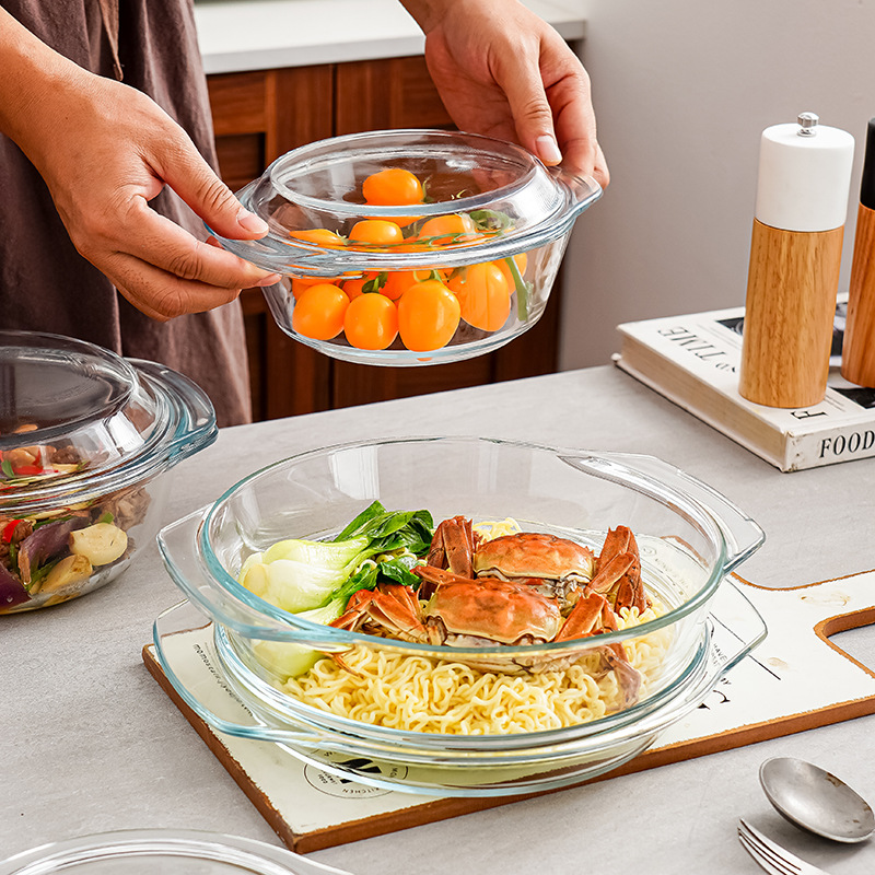 Olla de vidrio de gran capacidad para uso doméstico, olla de cristal, olla grande resistente al calor con doble asa y tapa, olla de vidrio de borosilicato alto.