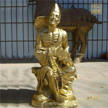纯铜济癫和尚摆件 大小尺寸均可制作济公佛像 济公铜雕佛像