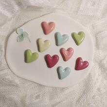 ABS马卡龙爱心发饰发夹树脂配件桃心手机壳耳饰diy手工材料批发