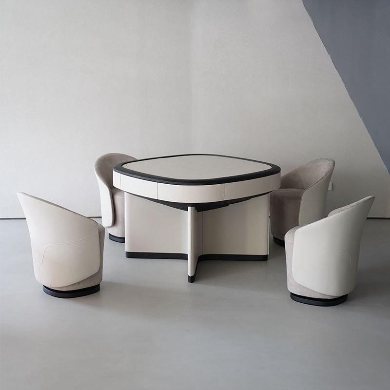 Mesa de ajedrez y cartas de lujo ligera italiana nueva mesa de entretenimiento naranja para el hogar de alta gama moderna mesa de póquer Texas de alta gama naranja